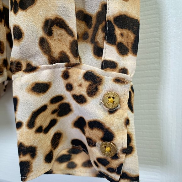 Guess Leopard Print Button-Up Women's Top Blouse Size S - Picture 11 of 11